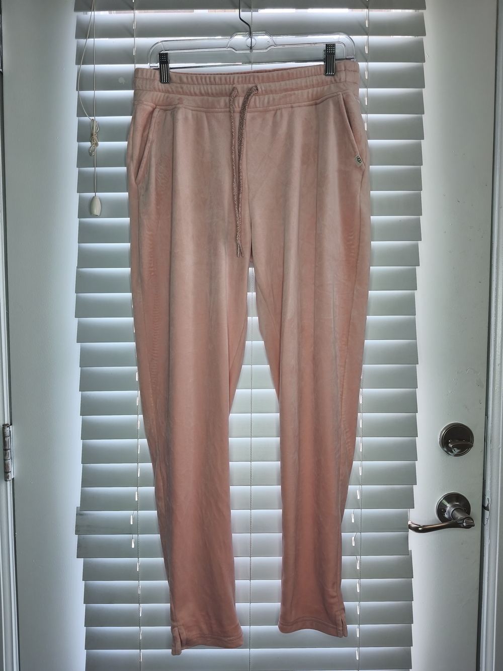 UGG Velour Lounge Pants Dusty Pink Velvet Joggers Drawstring Ankle Slit Size M